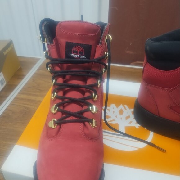 Mens 6" Timberland field boots Dk Rd Sz 8 - Picture 13 of 16